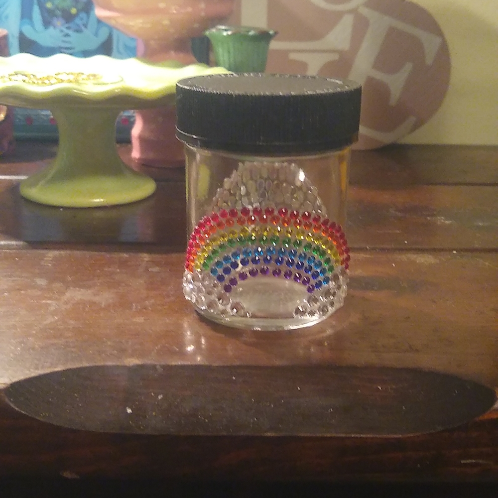 Hand Decorated Rhinestone Stash Jar
